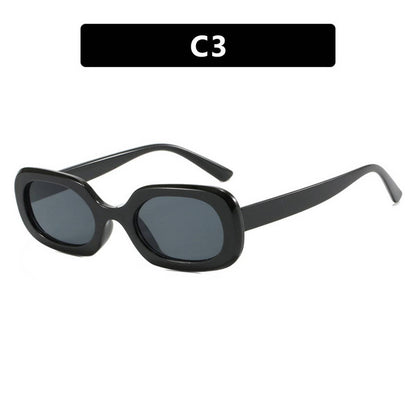 VINTAGE OVAL PLAID SUNGLASSES_CWASG0320: BLACKWHITE / (OS) 2