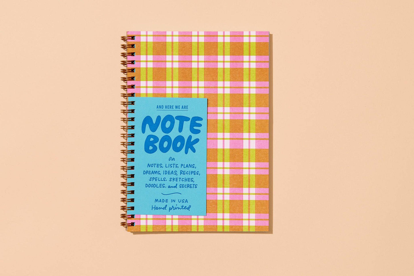 Gingham Picnic A5 Letterpress Spiral Notebook - Fathers Day Gift Mothers Day