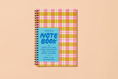 Gingham Picnic A5 Letterpress Spiral Notebook - Fathers Day Gift Mothers Day