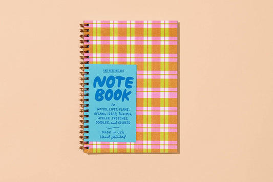 Gingham Picnic A5 Letterpress Spiral Notebook - Fathers Day Gift Mothers Day