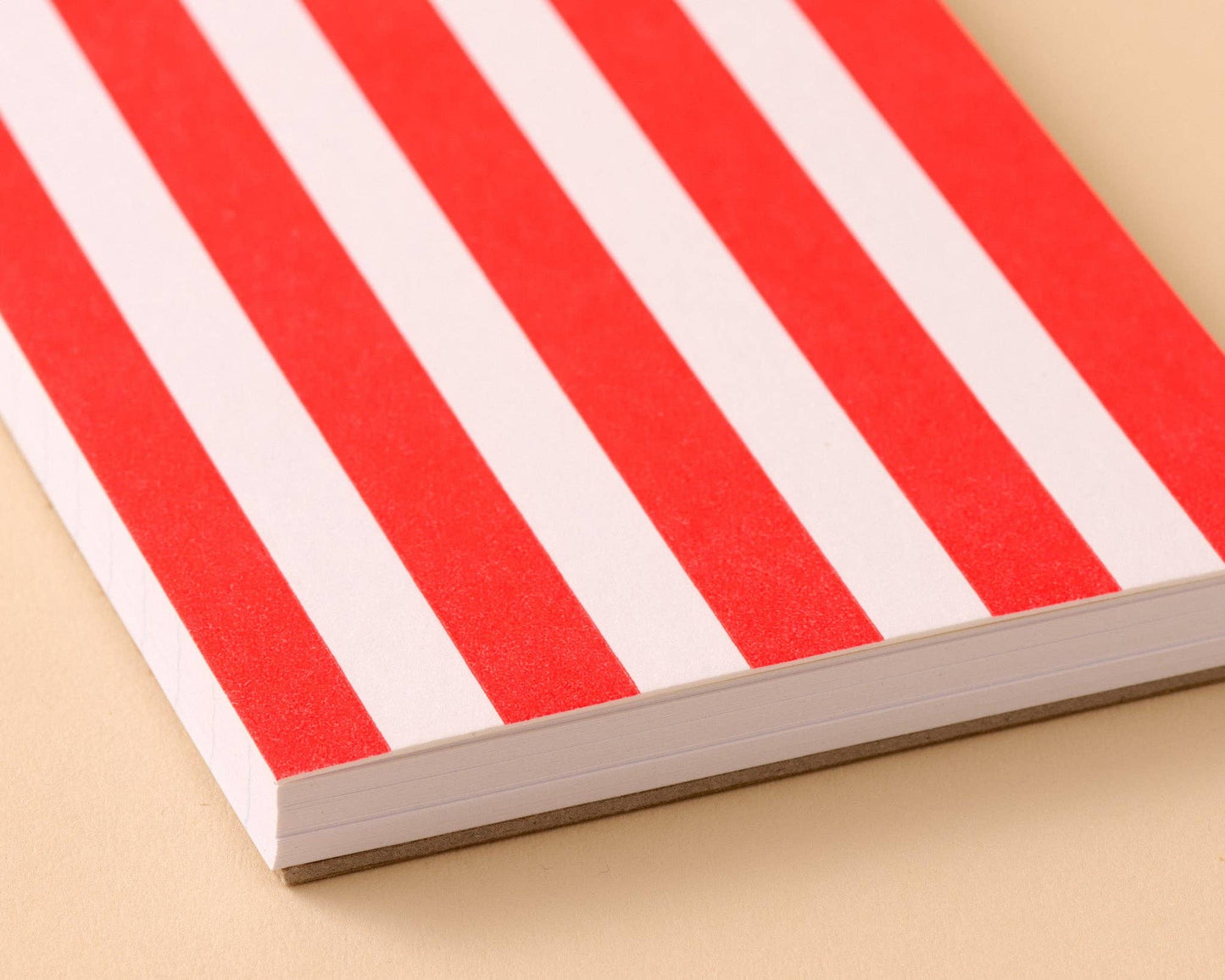 Small Modern Letterpress Spiral Notebook—Red White Stripe