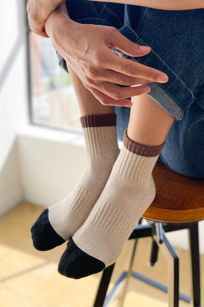 Color Block Girlfriend Socks (wholesale): Black Coffee