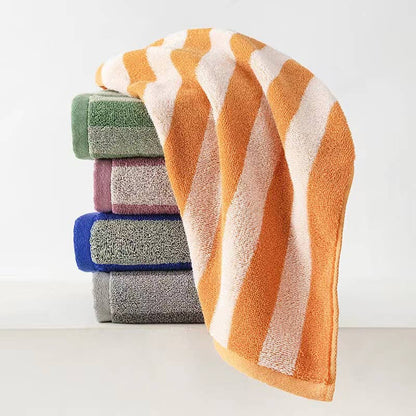 Striped cotton bath towel: Khaki