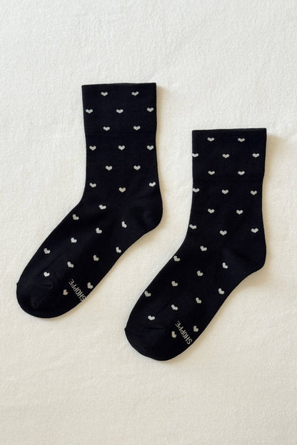 Heart Sneaker Socks (wholesale): HEART - WHITE / RED