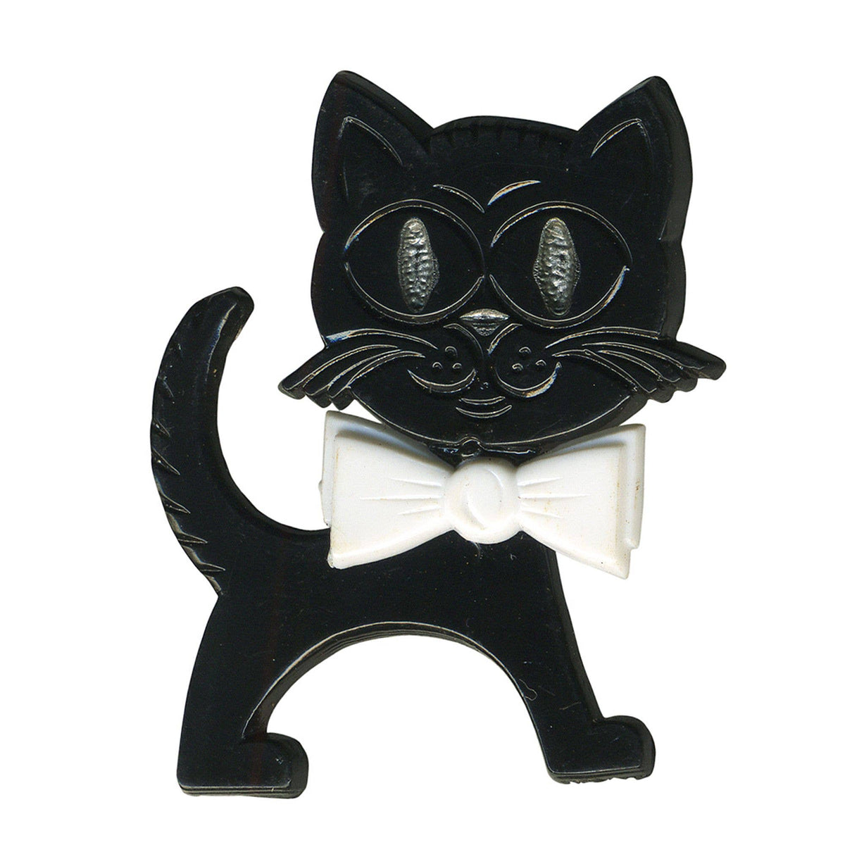 Cat pin black and white GDR pin