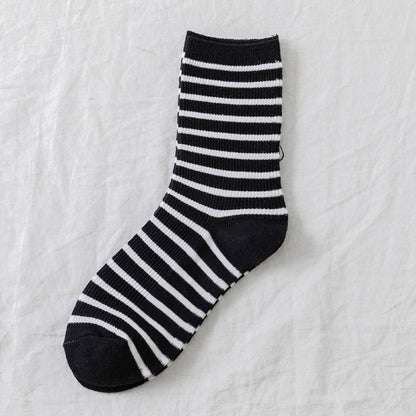 WOMEN NEW STRIPED CUTE BREATHABLE PILE SOCKS_CWMS0470: COFFEE / (OS) 5