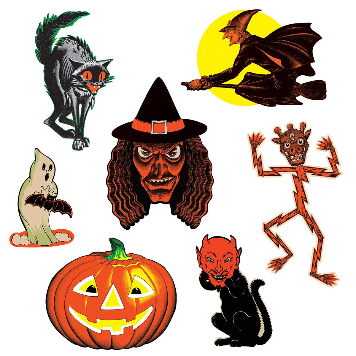 Vintage Halloween Classic Cutouts 9½"-16", 7 per package