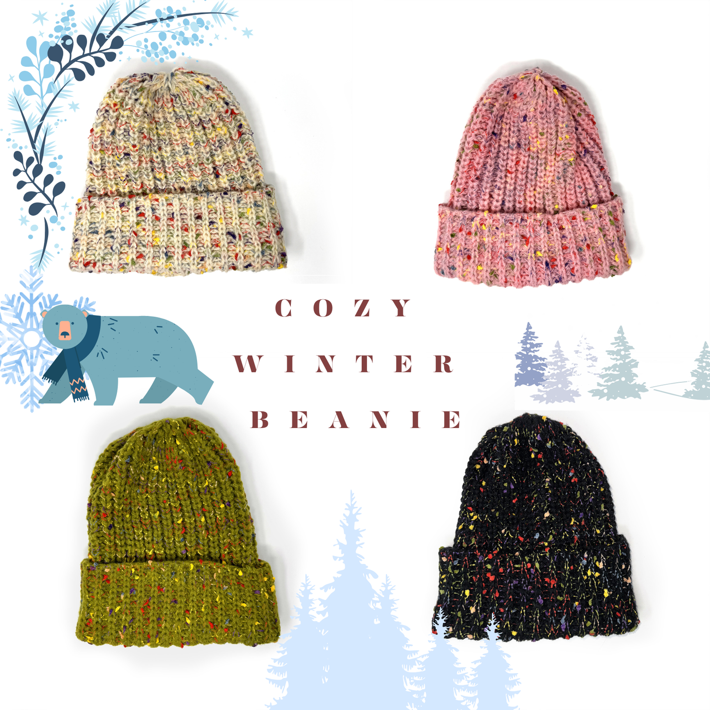 Pebble Speckled Beanie – Cozy & Stylish for Cold Weather: Olive