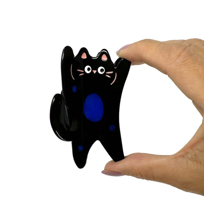 Lucky Cat Hair Claw Clip – Playful & Charming Accessory: Black