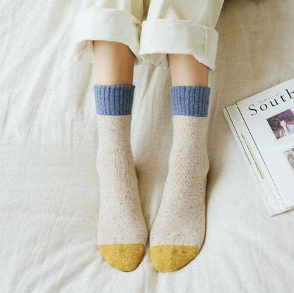 Camila Cozy Knit Colorblock Socks –BESTSELLER : Light Orange/Brown