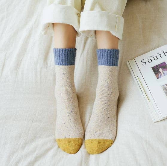 Camila Cozy Knit Colorblock Socks –BESTSELLER : Red/Khaki