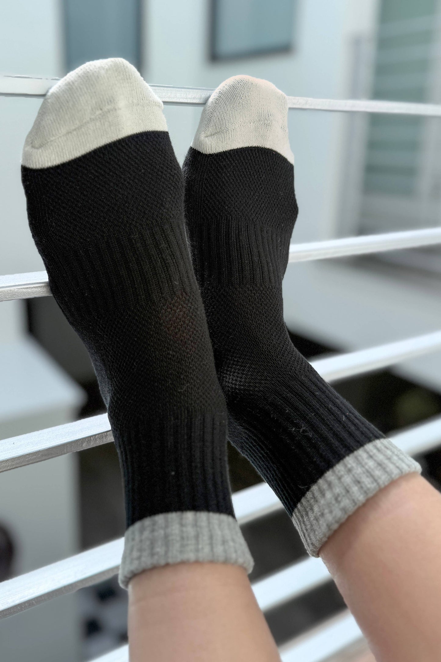 Color Block Girlfriend Socks (wholesale): Black Coffee