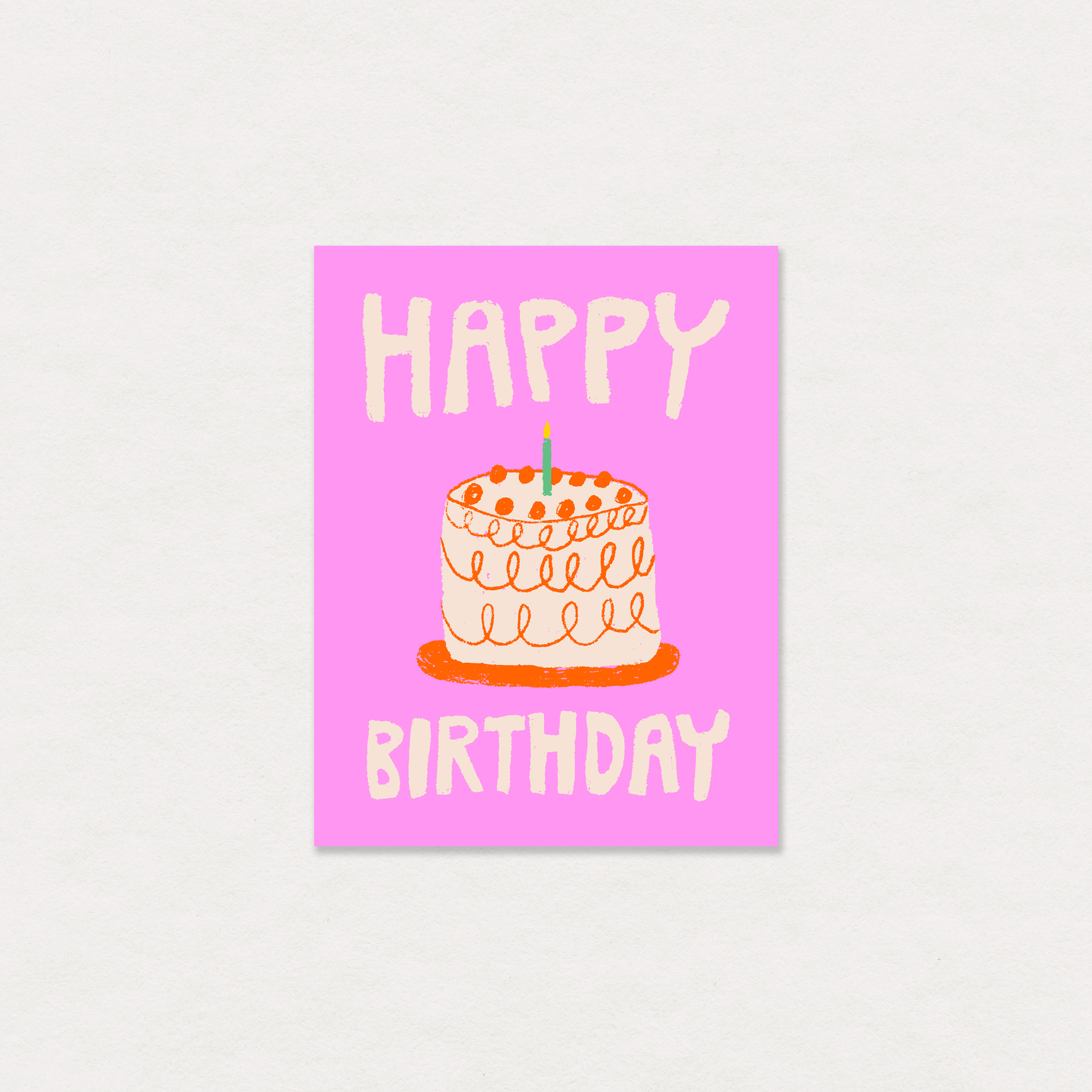 Pink birthday cake greeting card