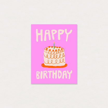 Pink birthday cake greeting card