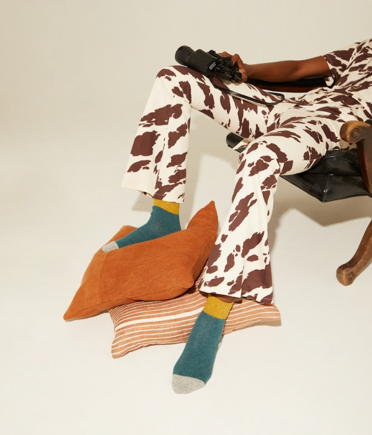 Camila Cozy Knit Colorblock Socks –BESTSELLER : Red/Khaki