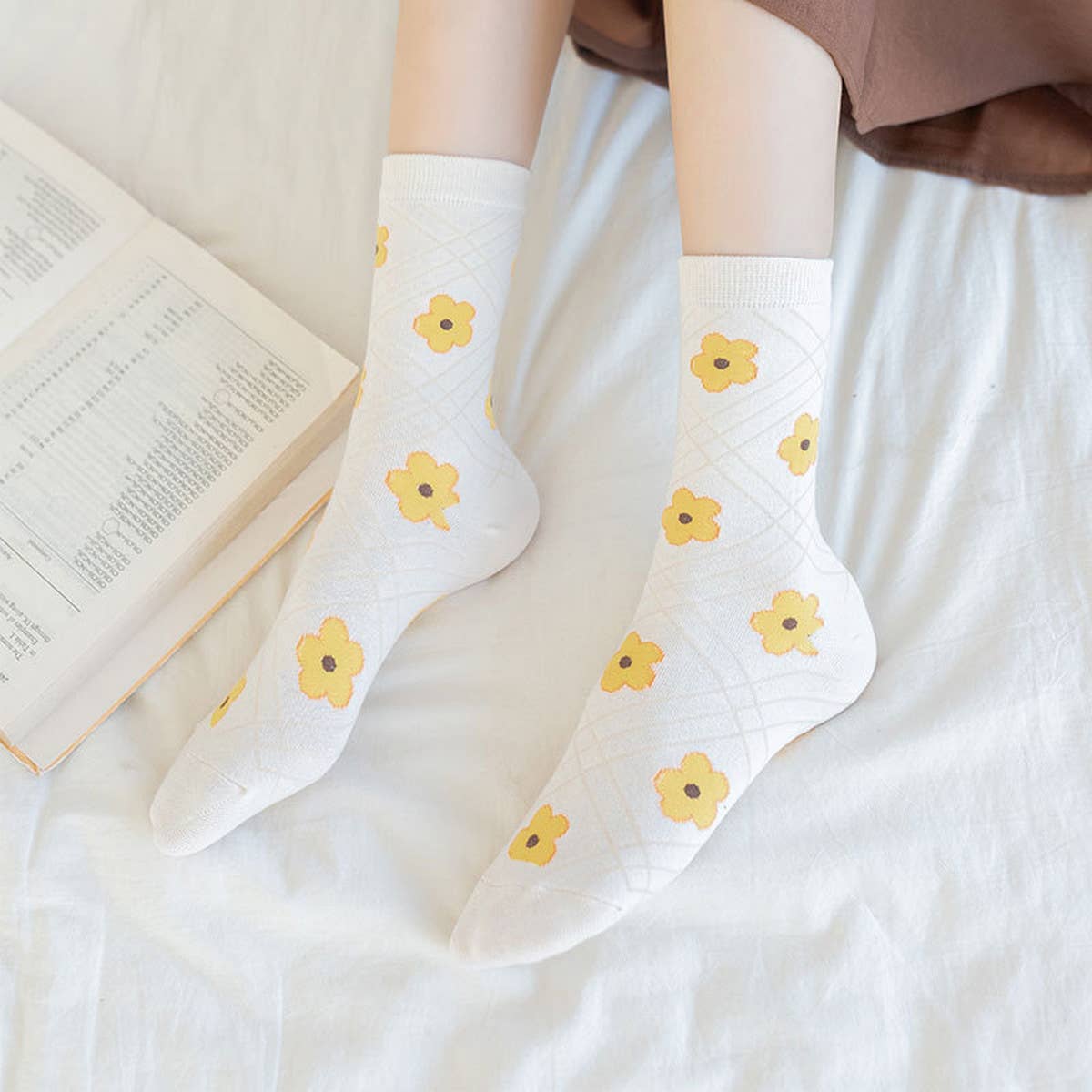 SWEAT-ABSORBENT AND BREATHABLE SWEET FLOWER SOCKS_CWMS0975: TYPE3 / (OS) 3